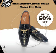 Men's Casual Black Rexine Dress Shoes - Elegant Style for Every Occasion