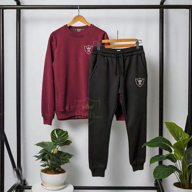 2 Pcs Unisex Fleece Plain Track Suit