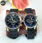 Water Resistant Quartz Chronograph Couple Watch - 2 Pcs Unisex Set