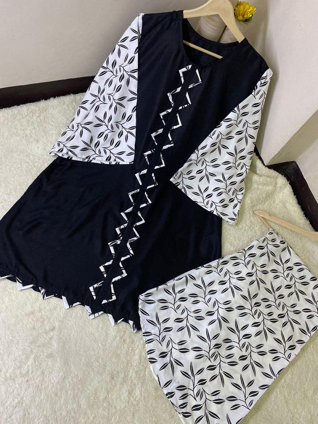 Stylish Printed Linen Shirt And Trouser Set - 2 Pcs