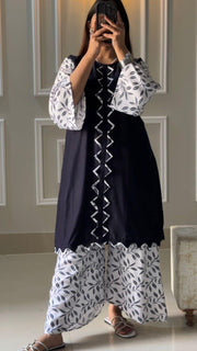 Stylish Printed Linen Shirt And Trouser Set - 2 Pcs