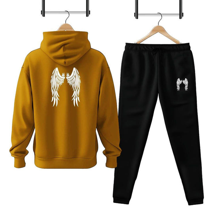 Men's Fleece Printed Hoodie Track Suit - 2 Pcs Set