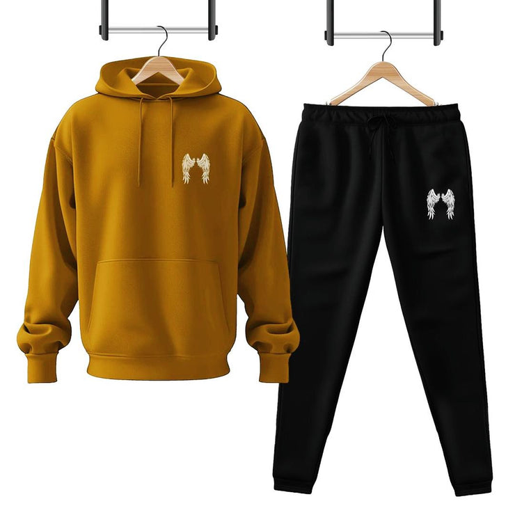 Men's Fleece Printed Hoodie Track Suit - 2 Pcs Set