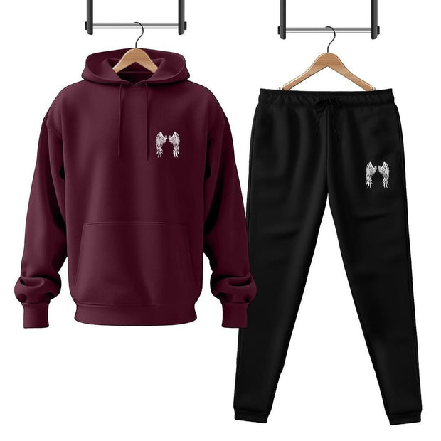 Men's Fleece Printed Hoodie Track Suit - 2 Pcs Set