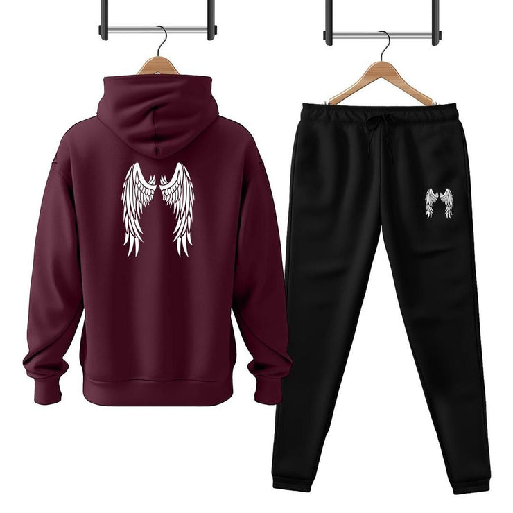 Men's Fleece Printed Hoodie Track Suit - 2 Pcs Set